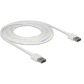 DeLOCK Easy-USB-A naar Easy-USB-A kabel - USB2.0 - tot 2A / wit - 3 meter