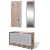 vidaXL 3-in-1 houten schoenenkast set (eiken / wit) online kopen