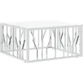 vidaXL Salontafel 80x80x40 cm roestvrij staal en glas zilverkleurig