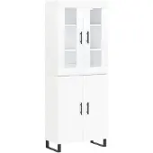 vidaXL Hoge kast 69,5x34x180 cm bewerkt hout wit