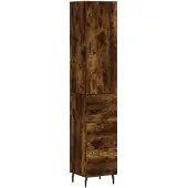 vidaXL Hoge kast 34,5x34x180 cm bewerkt hout gerookt eikenkleurig