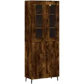 vidaXL Hoge kast 69,5x34x180 cm bewerkt hout gerookt eikenkleurig