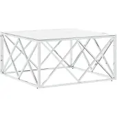 vidaXL Salontafel 80x80x40 cm roestvrij staal en glas zilverkleurig