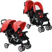 vidaXL Duowagen voor kinderen, staal, rood en zwart