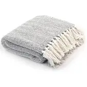 vidaXL Plaid visgraat 220x250 cm katoen grijs