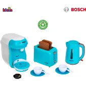 Klein Toys Bosch speelgoedkeukenaccessoireset - koffizetapparaat - waterkoker - broodrooster - incl. geluid - blauw