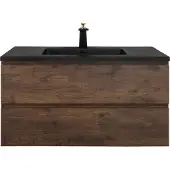 Guido Gusto Badkamermeubel Summer 100cm walnoot met zwarte wastafel