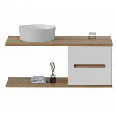 Guido Gusto Badkamermeubel Mio 120cm eiken met hoogglanswit ladefront en één waskom