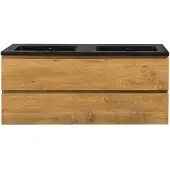 Guido Gusto Badkamermeubel Summer 120cm eiken met zwarte wastafel zonder kraangat