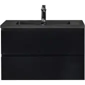Guido Gusto Badkamermeubel Summer 80cm mat zwart met zwarte wastafel