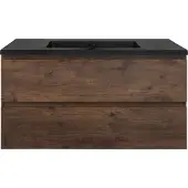 Guido Gusto Badkamermeubel Summer 100cm walnoot met zwarte wastafel zonder kraangat