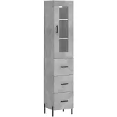 vidaXL Hoge kast 34,5x34x180 cm bewerkt hout betongrijs