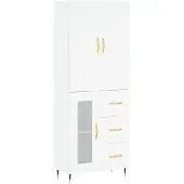 vidaXL Hoge kast 69,5x34x180 cm bewerkt hout wit