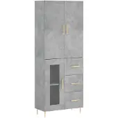 vidaXL Hoge kast 69,5x34x180 cm bewerkt hout betongrijs