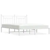vidaXL Bedframe met hoofdbord metaal wit 180x200 cm