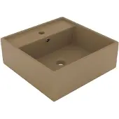 vidaXL Wastafel met overloop vierkant 41x41 cm keramiek matcrème