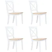 vidaXL Eetkamerstoelen 4 st massief rubberwood naturel en wit