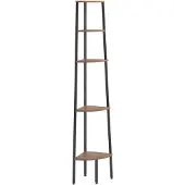 vidaXL Hoekkastje met 5 schappen 45,5x31,5x180 cm donkerbruin en zwart
