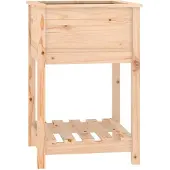 vidaXL Plantenbak met schap 54x54x81 cm massief grenenhout