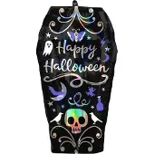 Anagram - Regenboogkleurige aluminium ballon doodskist Halloween 38 x 68 cm
