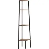 vidaXL Hoekkast met 4 lagen donkerbruin en zwart 45,5x31,5x150 cm