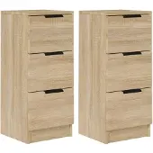 vidaXL Dressoirs 2 st 30x30x70 cm bewerkt hout sonoma eikenkleurig