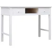 vidaXL Bureau, wit, 108x45x76 cm, massief paulowniahout