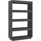 vidaXL Boekenkast/kamerscherm 80x35x135 cm massief grenenhout grijs