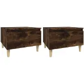 vidaXL Bijzettafels 2 st 50x46x35 cm bewerkt hout gerookt eikenkleurig