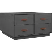 vidaXL Salontafel 80x80x45 cm massief grenenhout grijs