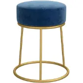 vidaXL Hocker rond fluweel blauw