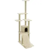 vidaXL Kattenmeubel met sisal krabpalen 155 cm crèmekleurig