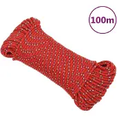 vidaXL Boottouw 3 mm 100 m polypropyleen rood