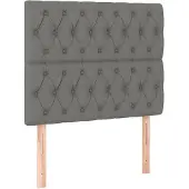 vidaXL Hoofdbord donkergrijs 90x7x118/128 cm stof