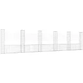 vidaXL Schanskorf U-vormig met 6 palen 620x20x150 cm ijzer