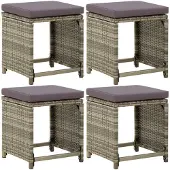 vidaXL Tuinkrukken 4 st met kussens poly rattan grijs