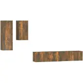 vidaXL 4-delige Tv-meubelset bewerkt hout gerookt eikenkleurig