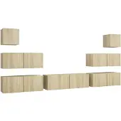 vidaXL 7-delige Tv-meubelset bewerkt hout sonoma eikenkleurig