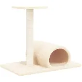 vidaXL Kattenmeubel met tunnel 60x34,5x50 cm crèmekleurig