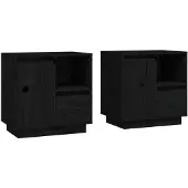 vidaXL Nachtkastjes 2 st 50x34x50 cm massief grenenhout zwart