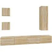 vidaXL 5-delige Tv-meubelset bewerkt hout sonoma eikenkleurig
