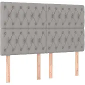 vidaXL Hoofdbord lichtgrijs 144x7x118/128 cm stof