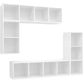 vidaXL 4-delige Tv-meubelset bewerkt hout wit