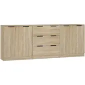 vidaXL 3-delige Dressoirs bewerkt hout sonoma eiken