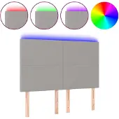 vidaXL Hoofdbord LED 144x5x118/128 cm stof lichtgrijs
