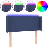 vidaXL Hoofdbord LED 83x16x78/88 cm stof blauw
