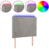 vidaXL Hoofdbord LED 93x16x118/128 cm fluweel lichtgrijs