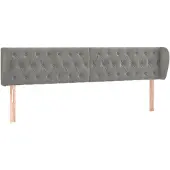 vidaXL Hoofdbord met randen 203x23x78/88 cm fluweel lichtgrijs
