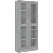 vidaXL Vitrinekast 82,5x30,5x185 cm bewerkt hout grijs sonoma eiken