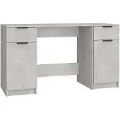 vidaXL Bureau met bijzetkast, betonkleur, houtvezel